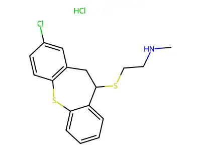 (+-)-N-Methyl-2-(2-chloro-10,11-dihydrodibenzo(b,f)thiepin-10-ylthio)ethylamine hydrochloride structure