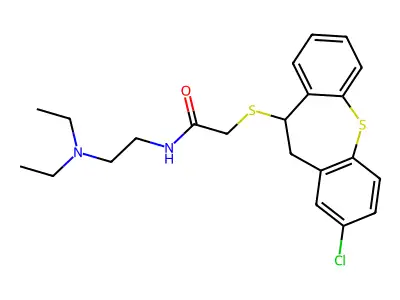 (+-)-N-(2-Diethylaminoethyl)-2-(2-chloro-10,11-dihydrodibenzo(b,f)thiepin-10-ylthio)acetamide structure