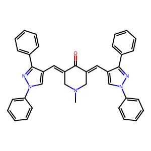 (3E,5E)-3,5-Bis[(1,3-diphenyl-1H-pyrazol-4-yl)methylene]-1-methyl-4-piperidinone structure