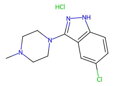 1H-Indazole, 5-chloro-3-(4-methyl-1-piperazinyl)-, monohydrochloride structure