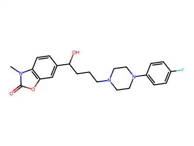 (((Fluoro-4-phenyl)-4 piperazinyl-1)-4 hydroxy-1 butyl)-6 methyl-3 benzoxazolinone structure