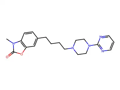 2(3H)-Benzoxazolone, 3-methyl-6-(4-(4-(2-pyrimidinyl)-1-piperazinyl)butyl)- structure