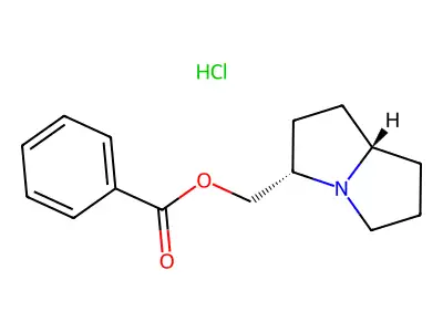 1H-Pyrrolizine-3-methanol, hexahydro-, benzoate (ester), hydrochloride, trans- structure
