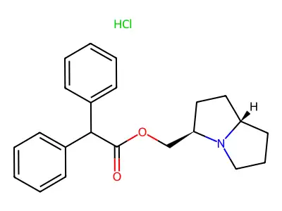 (Hexahydro-1H-pyrrolizin-3-yl)methyl diphenylacetate--hydrogen chloride (1/1) structure