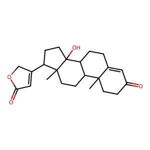 14-Hydroxy-3-oxocarda-4,20(22)-dienolide structure