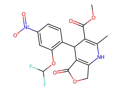 Furo(3,4-b)pyridine-3-carboxylic acid, 1,4,5,7-tetrahydro-4-(2-(difluoromethoxy)-4-nitrophenyl)-2-methyl-5-oxo-, methyl ester structure