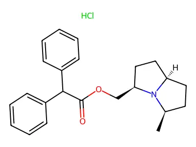 Benzeneacetic acid, alpha-phenyl-, (hexahydro-5-methyl-1H-pyrrolizin-3-yl)methyl ester, hydrochloride, (3-alpha,5-alpha,7a-beta)- structure