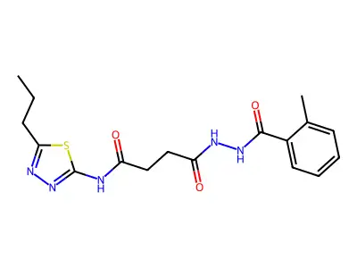 Benzoic acid, 2-methyl-, 2-(1,4-dioxo-4-((5-propyl-1,3,4-thiadiazol-2-yl)amino)butyl)hydrazide structure