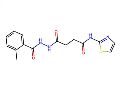 Benzoic acid, 2-methyl-, 2-(1,4-dioxo-4-(2-thiazolylamino)butyl)hydrazide structure
