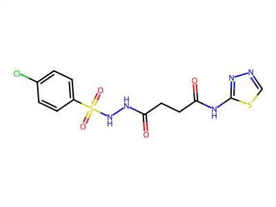 Butanoic acid, 4-oxo-4-(1,3,4-thiadiazol-2-ylamino)-, 2-((4-chlorophenyl)sulfonyl)hydrazide structure