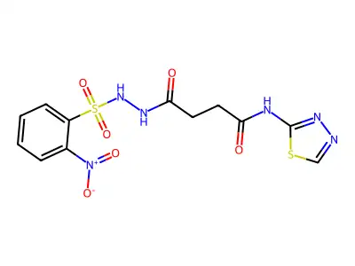 Butanoic acid, 4-oxo-4-(1,3,4-thiadiazol-2-ylamino)-, 2-((2-nitrophenyl)sulfonyl)hydrazide structure