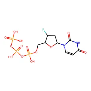 Uridine 5'-(tetrahydrogen triphosphate), 2',3'-dideoxy-3'-fluoro- structure