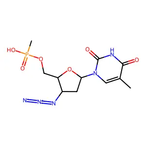 Thymidine, 3'-azido-3'-deoxy-, 5'-(hydrogen methylphosphonate) structure