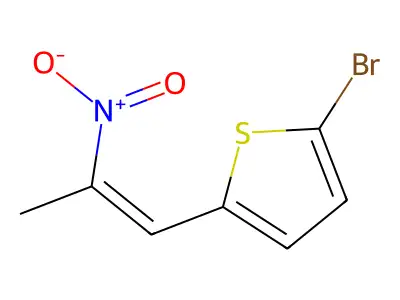 Thiophene, 2-bromo-5-(2-nitro-1-propenyl)- structure