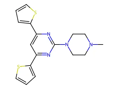 2-(4-Methylpiperazin-1-yl)-4,6-dithiophen-2-ylpyrimidine structure