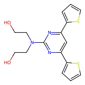Ethanol, 2,2'-((4,6-di-2-thienyl-2-pyrimidinyl)imino)bis- structure