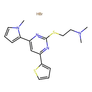 2-((2'''-(Dimethylamino)ethyl)thio)-4-(1'-methylpyrrol-2'-yl)-6-thien-2''-ylpyrimidine hydrobromide structure