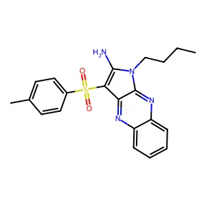 1-butyl-3-(4-methylbenzenesulfonyl)-1H-pyrrolo[2,3-b]quinoxalin-2-amine structure
