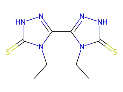 4,4'-diethyl-1,1',4,4'-tetrahydro-5H,5'H-3,3'-bi-1,2,4-triazole-5,5'-dithione structure