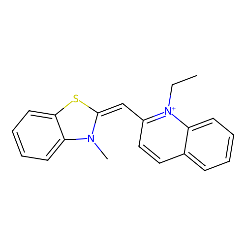 (2E)-2-[(1-ethylquinolin-1-ium-2-yl)methylidene]-3-methyl-1,3-benzothiazole structure
