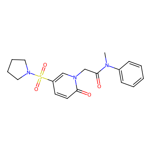 N-methyl-2-(2-oxo-5-pyrrolidin-1-ylsulfonylpyridin-1-yl)-N-phenylacetamide structure