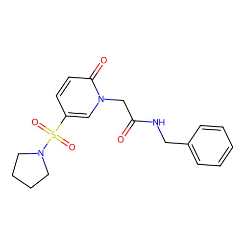 N-benzyl-2-(2-oxo-5-pyrrolidin-1-ylsulfonylpyridin-1-yl)acetamide structure