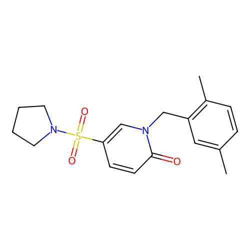 1-[(2,5-Dimethylphenyl)methyl]-5-pyrrolidin-1-ylsulfonylpyridin-2-one structure