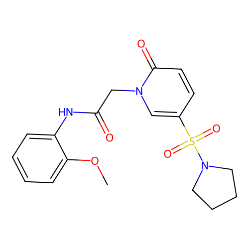N-(2-methoxyphenyl)-2-(2-oxo-5-pyrrolidin-1-ylsulfonylpyridin-1-yl)acetamide structure