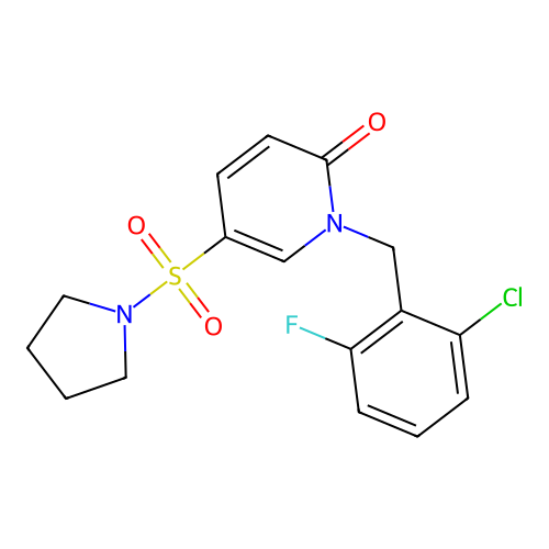 1-[(2-Chloro-6-fluorophenyl)methyl]-5-pyrrolidin-1-ylsulfonylpyridin-2-one structure