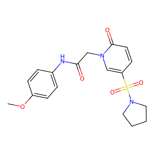 N-(4-methoxyphenyl)-2-(2-oxo-5-pyrrolidin-1-ylsulfonylpyridin-1-yl)acetamide structure