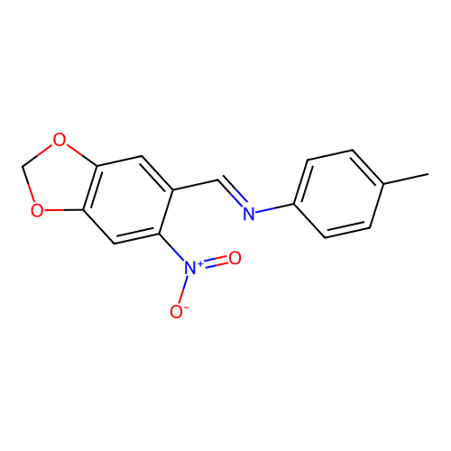 4-methyl-N-[(6-nitro-1,3-benzodioxol-5-yl)methylene]aniline structure