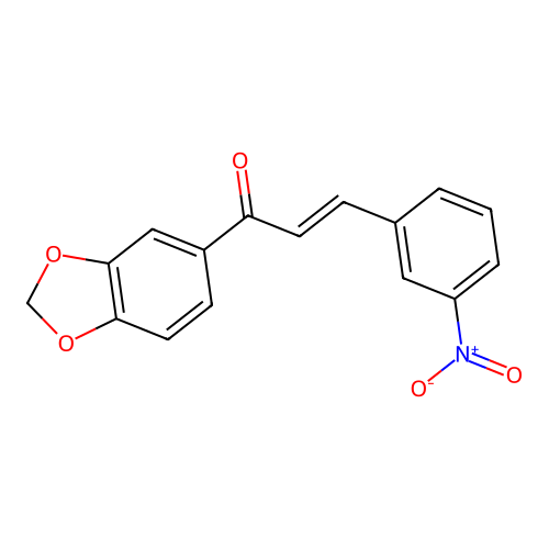 (E)-1-(1,3-benzodioxol-5-yl)-3-(3-nitrophenyl)prop-2-en-1-one structure