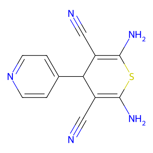 2,6-diamino-4-(4-pyridyl)-4H-thiin-3,5-dicarbonitrile structure