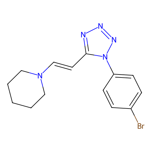 1-{2-[1-(4-bromophenyl)-1H-tetraazol-5-yl]vinyl}piperidine structure