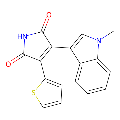 3-(1-methyl-1H-indol-3-yl)-4-(thiophen-2-yl)-2,5-dihydro-1H-pyrrole-2,5-dione structure