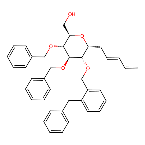 5-(tetra-O-benzyl-alpha-glucopyranosyl)-1,3-pentadiene structure