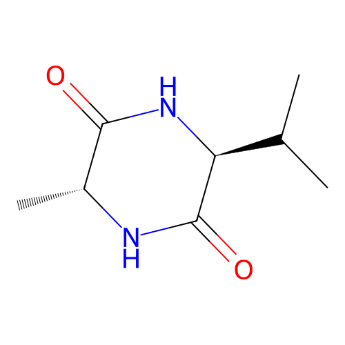 2,5-Piperazinedione, 3-methyl-6-(1-methylethyl)-, (3R,6S)- structure