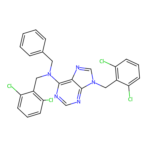N-benzyl-N,9-bis(2,6-dichlorobenzyl)-9H-purin-6-amine structure