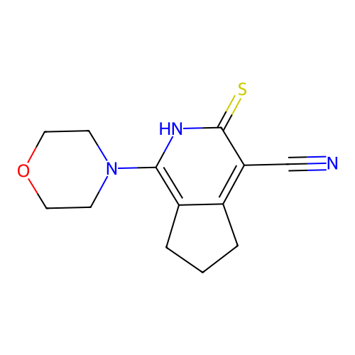 1-morpholino-3-thioxo-3,5,6,7-tetrahydro-2H-cyclopenta[c]pyridine-4-carbonitrile structure