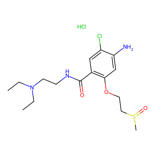 Benzamide, 4-amino-5-chloro-N-(2-(diethylamino)ethyl)-2-(2-(methylsulfinyl)ethoxy)-, hydrochloride (1:1) structure
