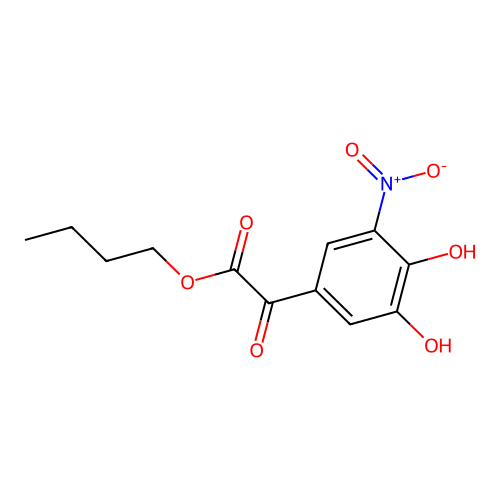 Benzeneacetic acid, 3,4-dihydroxy-5-nitro-alpha-oxo-, butyl ester structure