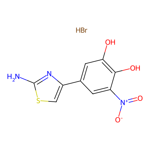 1,2-Benzenediol, 5-(2-amino-4-thiazolyl)-3-nitro-, monohydrobromide structure