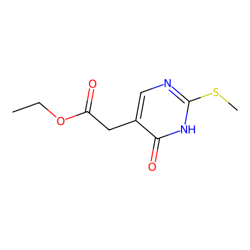 Ethyl 2-(2-(methylthio)-6-oxo-1,6-dihydropyrimidin-5-yl)acetate structure