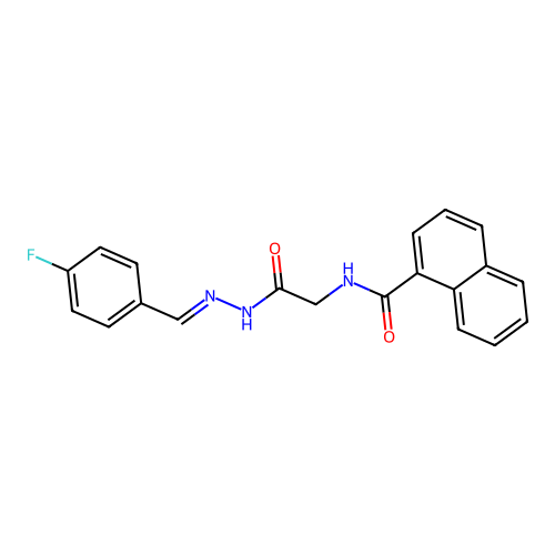 (E)-N-(2-(2-(4-fluorobenzylidene)hydrazinyl)-2-oxoethyl)-1-naphthamide structure