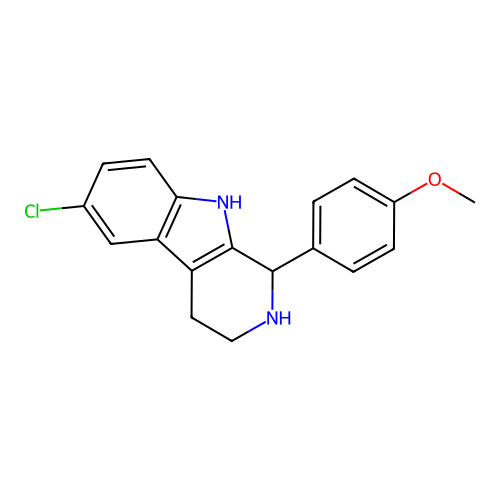 6-chloro-1-(4-methoxyphenyl)-2,3,4,9-tetrahydro-1H-beta-carboline structure