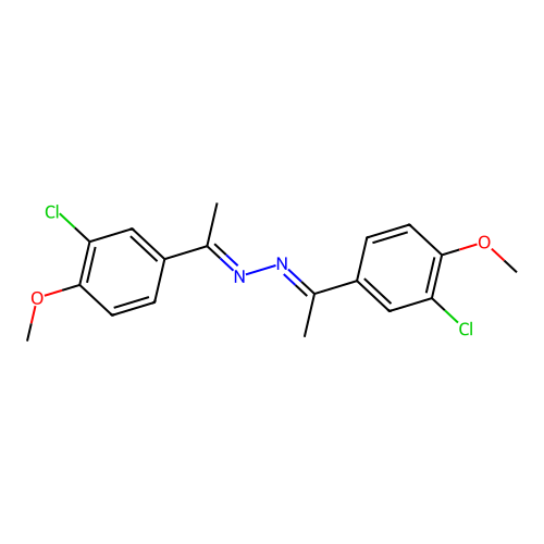 (1E,2E)-bis[1-(3-chloro-4-methoxyphenyl)ethylidene]hydrazine structure