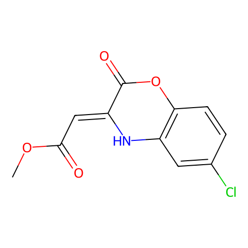 methyl (2Z)-2-(6-chloro-2-oxo-4H-1,4-benzoxazin-3-ylidene)acetate structure