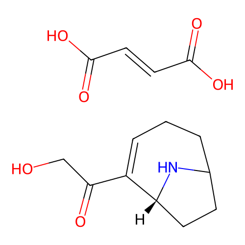 Ethanone, 1-(9-azabicyclo(4.2.1)non-2-en-2-yl)-2-hydroxy-, (1R)-, (E)-2-butenedioate (1:1) (salt) structure