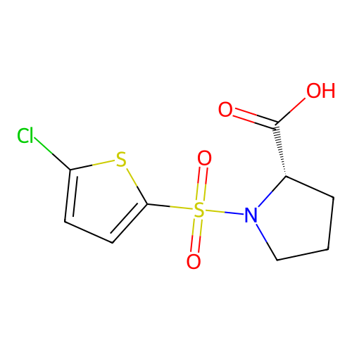 (2S)-1-(5-chlorothiophene-2-sulfonyl)pyrrolidine-2-carboxylic acid structure