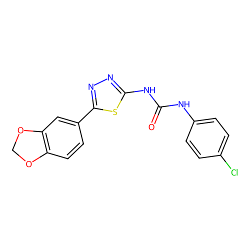 1-[5-(1,3-Benzodioxol-5-yl)-1,3,4-thiadiazol-2-yl]-3-(4-chlorophenyl)urea structure